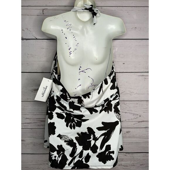 SWIMSUITSFOR ALL SHORE CLUB TANKINI top only BLACK WHITE size 20 swim‎ suit - Picture 7 of 13